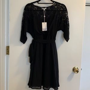Black Maternity dress with lace sleeves
